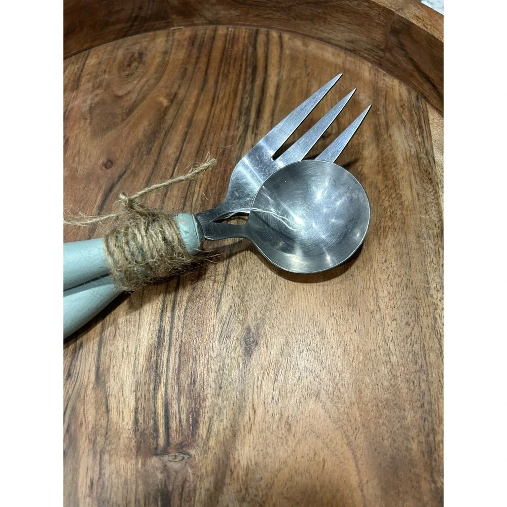 Vintage Fork and Spoon Serving Set Rustic Turquoise‎ Shabby Chic Farmhouse Decor